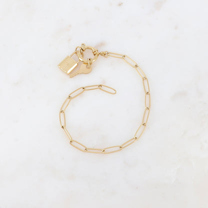 Bracelet en maille avec cadenas "AMOUR", clé