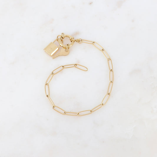 Bracelet en maille avec cadenas "AMOUR", clé
