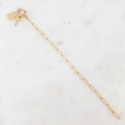 Bracelet en maille avec cadenas "AMOUR", clé