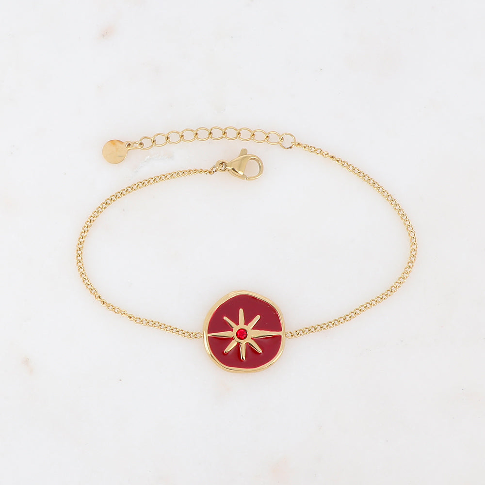 Bracelet avec pendentif étoile émaillé, strass