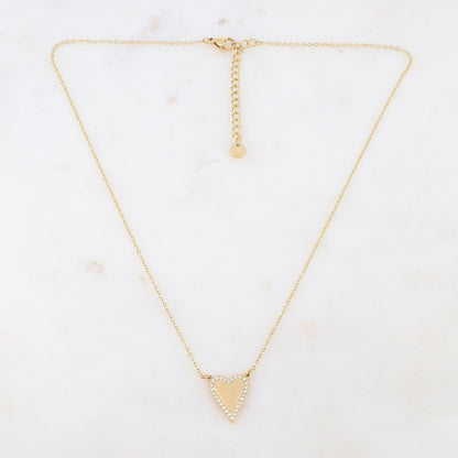 Collier doré avec un pendentif cœur orné de strass blancs 40+5 cm