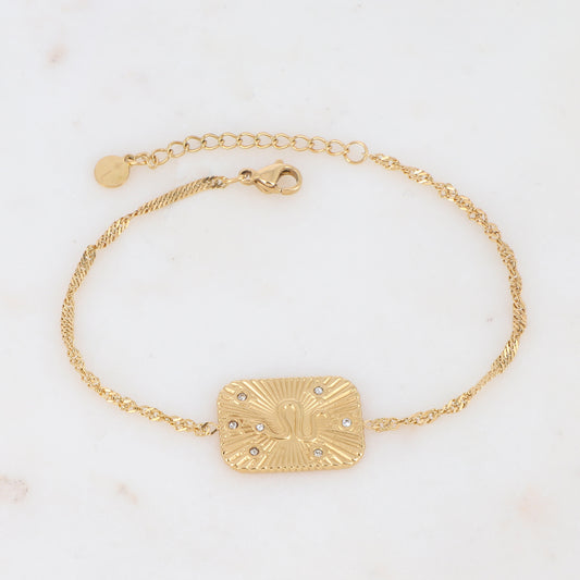 Bracelet avec pièce rectangulaire motif serpent, strass