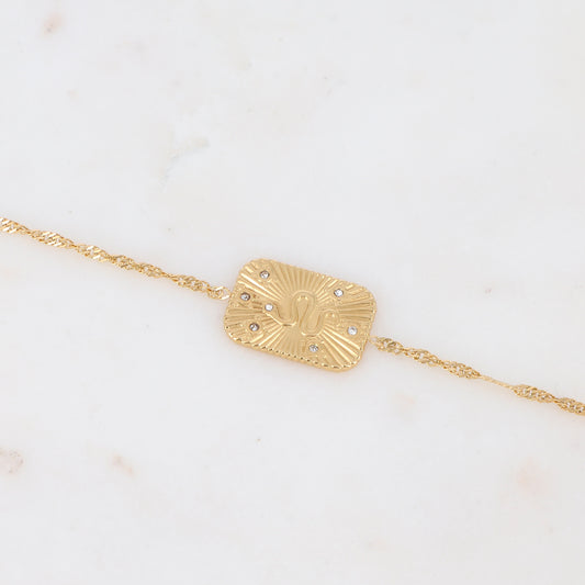 Bracelet avec pièce rectangulaire motif serpent, strass