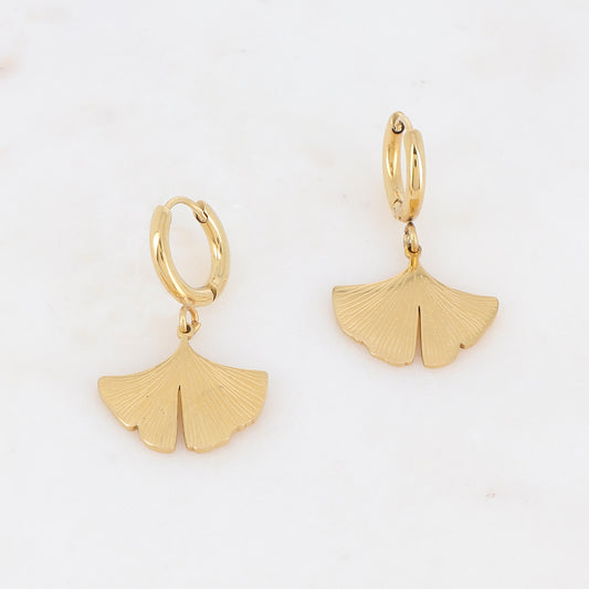 Créoles avec feuille de ginkgo 1,5x 2,5CM (créoles: 1,2cm)