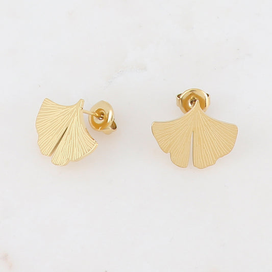 B.O à puce avec feuille de ginkgo 1,3 x 1,7 cm