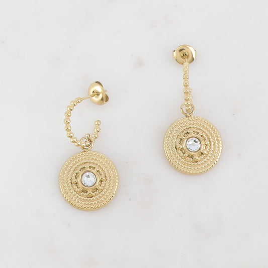 Créoles à puce avec strass 1,7x 3,2cm