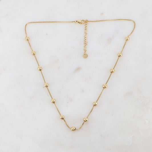 Collier doré avec boules lisses 40+5 cm