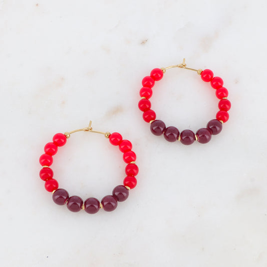 Créoles avec perles en résine Diamètre : 3,3 cm