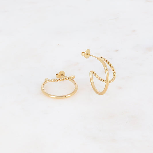 Créoles à puce avec 2 anneaux Diamètre : 2,4cm