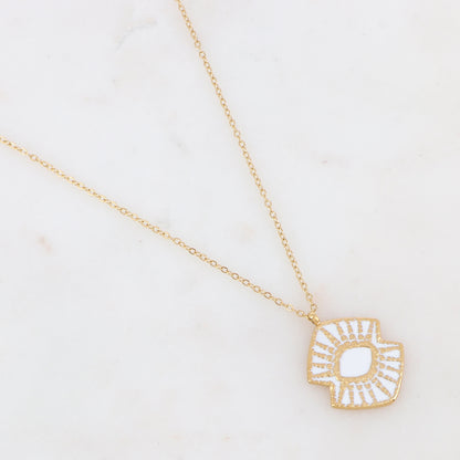 Collier doré avec une pièce graphique émaillée blanche 40+5 cm
BN07640600
