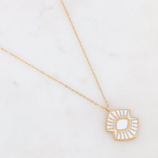 Collier doré avec une pièce graphique émaillée blanche 40+5 cm
BN07640600
