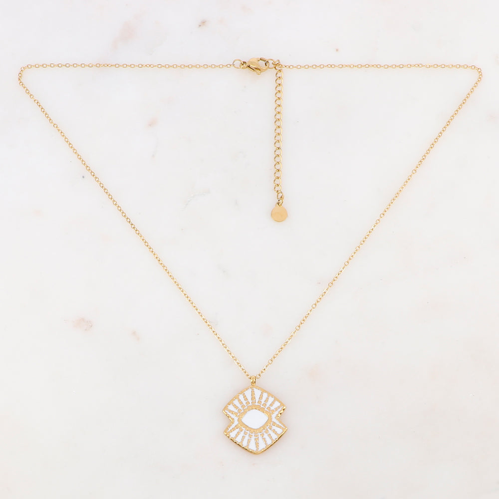 Collier doré avec une pièce graphique émaillée blanche 40+5 cm
BN07640600