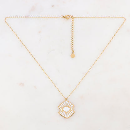 Collier doré avec une pièce graphique émaillée blanche 40+5 cm
BN07640600