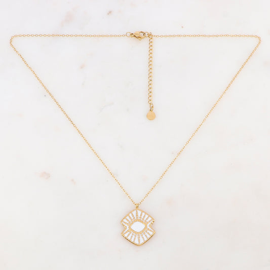 Collier doré avec une pièce graphique émaillée blanche 40+5 cm
BN07640600