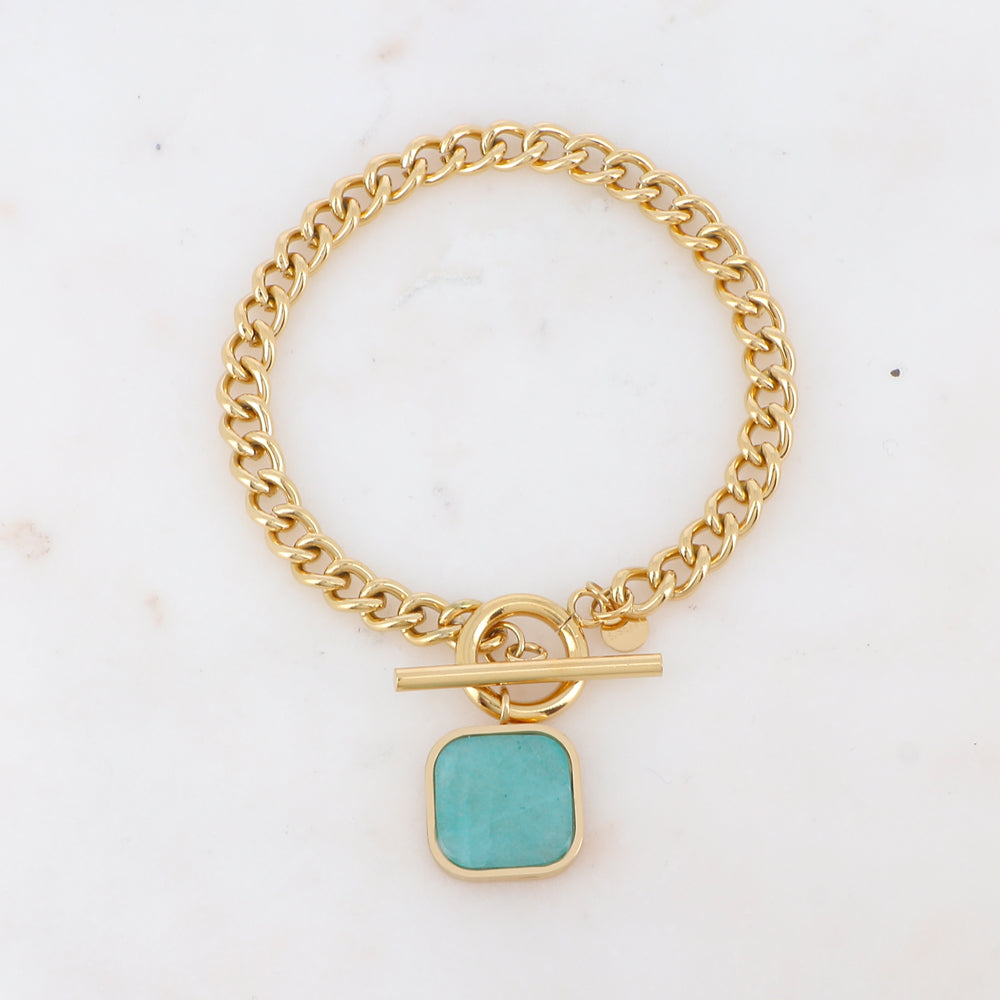 Bracelet avec maille, pierre naturelle