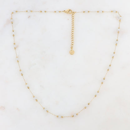Collier doré avec perles en pierres Agate blanche 41+5 cm