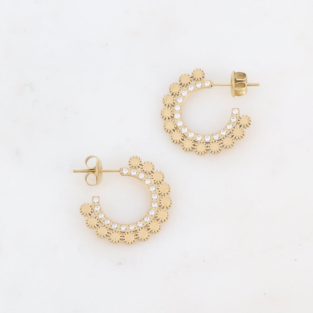Créoles avec strass Diamètre: 2,1 cm