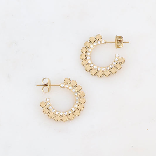 Créoles avec strass Diamètre: 2,1 cm