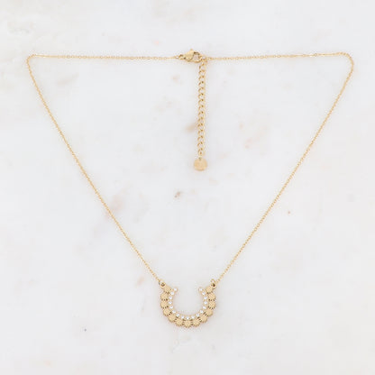 Collier à puce dorées ornées de strass blancs 40+5 cm