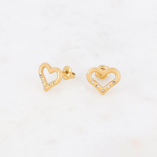 B.O à puce avec cœur et strass 1,2 x 1,4 cm