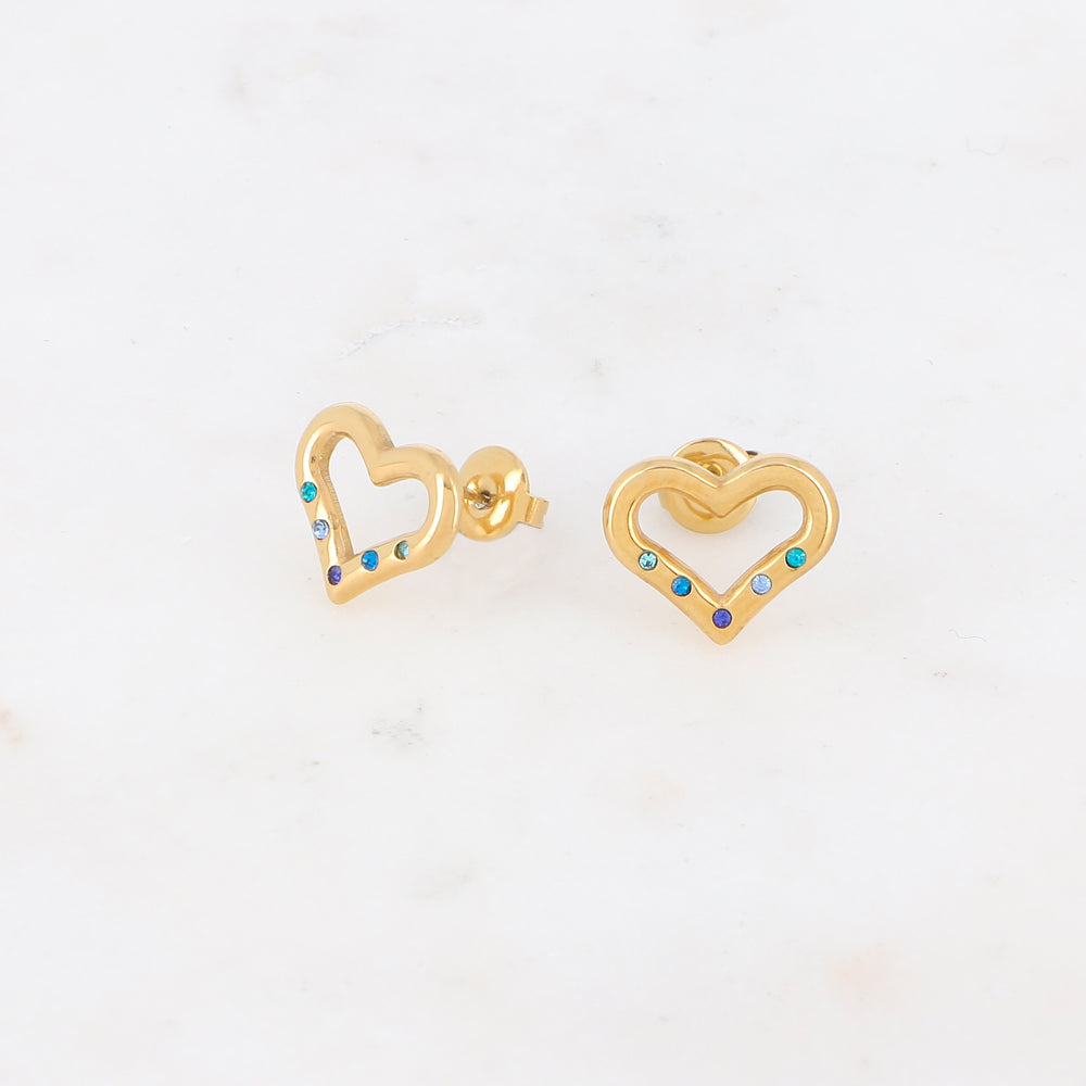 B.O à puce avec cœur et strass 1,2 x 1,4 cm