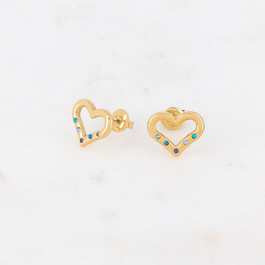 B.O à puce avec cœur et strass 1,2 x 1,4 cm