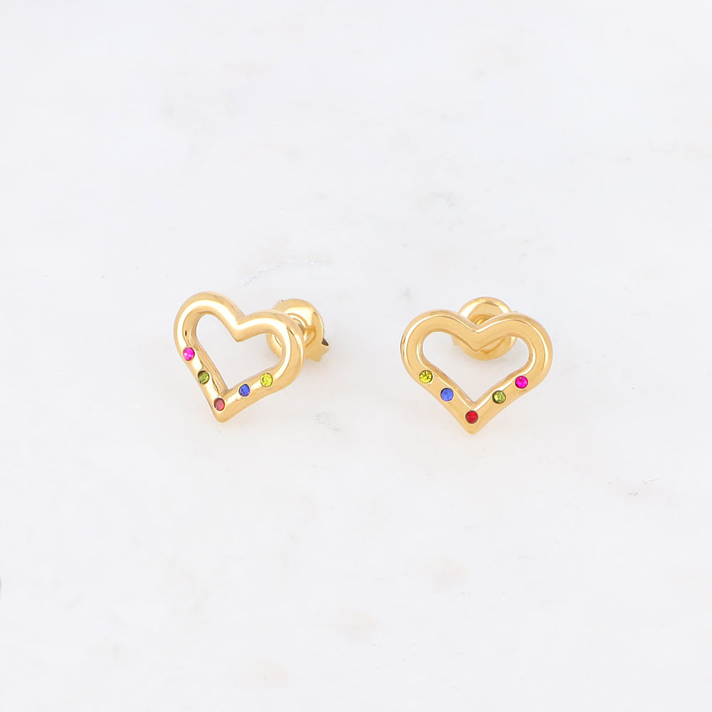 B.O à puce avec cœur et strass 1,2 x 1,4 cm