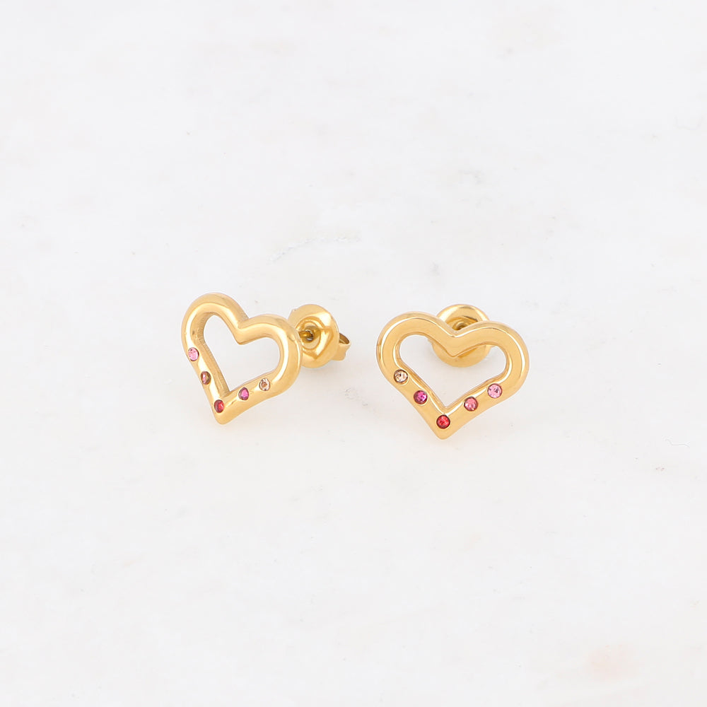 B.O à puce avec cœur et strass 1,2 x 1,4 cm
