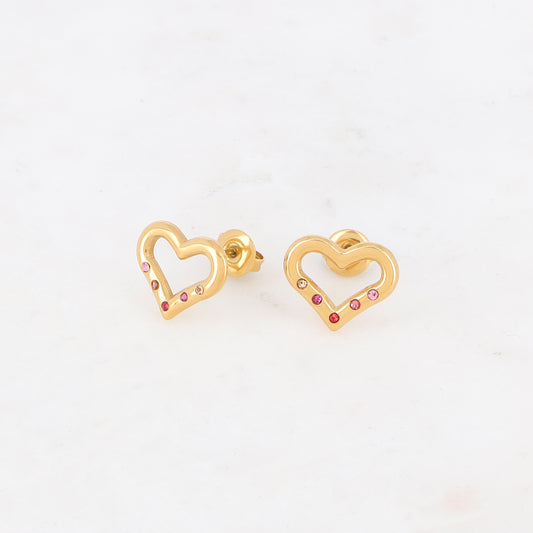 B.O à puce avec cœur et strass 1,2 x 1,4 cm