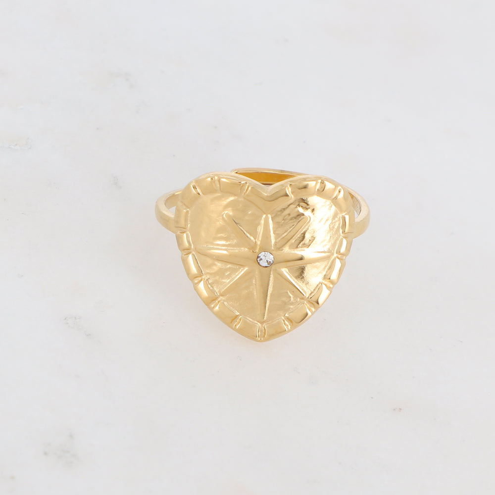 Bague avec coeur étoile et strass