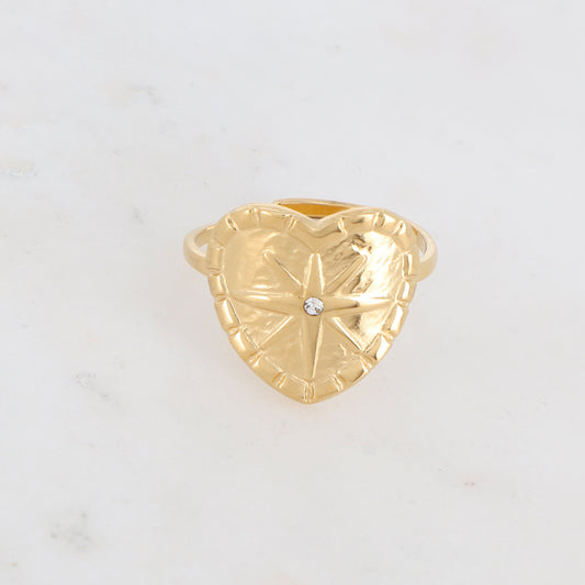Bague avec coeur étoile et strass