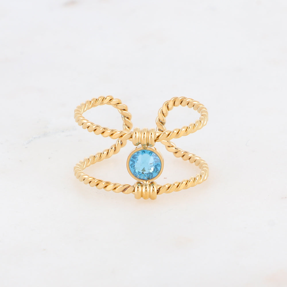 Bague tressée - orné de cristaux de Swarovski® PP20 - Aquamarine