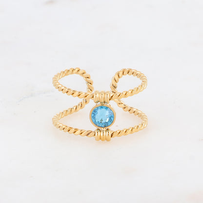 Bague tressée - orné de cristaux de Swarovski® PP20 - Aquamarine