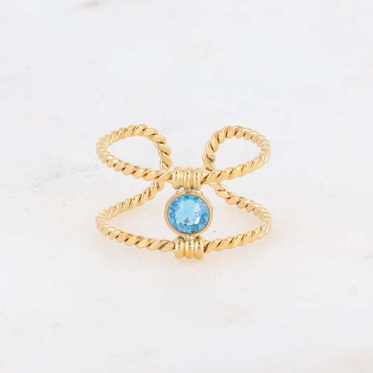 Bague tressée - orné de cristaux de Swarovski® PP20 - Aquamarine