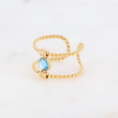 Bague tressée - orné de cristaux de Swarovski® PP20 - Aquamarine