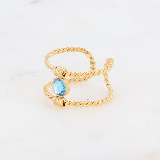 Bague tressée - orné de cristaux de Swarovski® PP20 - Aquamarine
