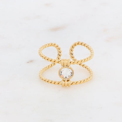 Bague tressée - orné de cristaux de Swarovski® PP20 - Crystal