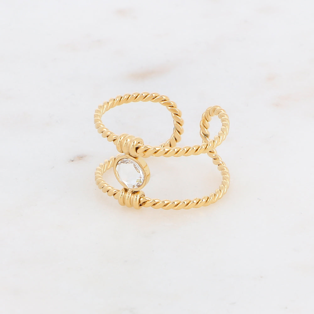 Bague tressée - orné de cristaux de Swarovski® PP20 - Crystal