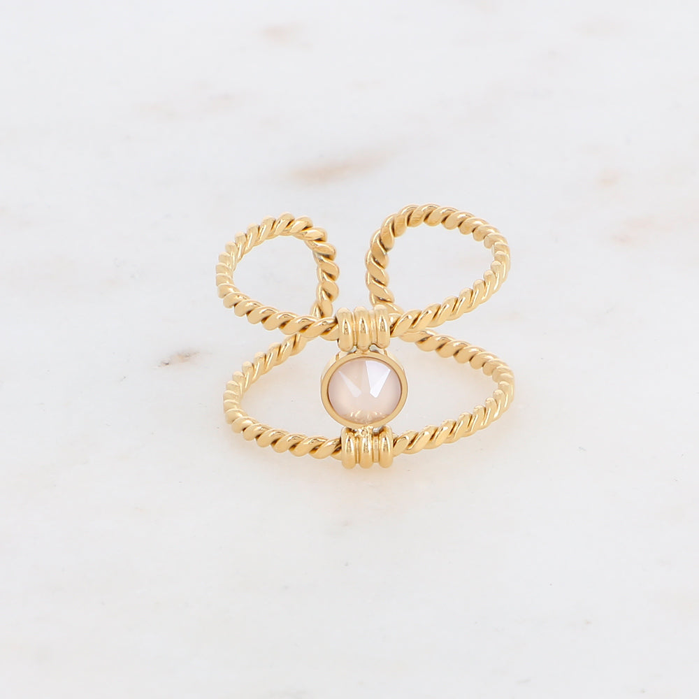 Bague tressée - orné de cristaux de Swarovski® PP20 - Ivory cream