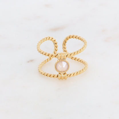 Bague tressée - orné de cristaux de Swarovski® PP20 - Ivory cream