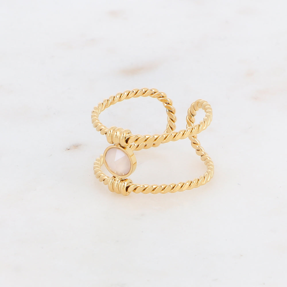 Bague tressée - orné de cristaux de Swarovski® PP20 - Ivory cream