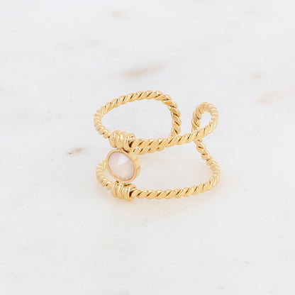 Bague tressée - orné de cristaux de Swarovski® PP20 - Ivory cream
