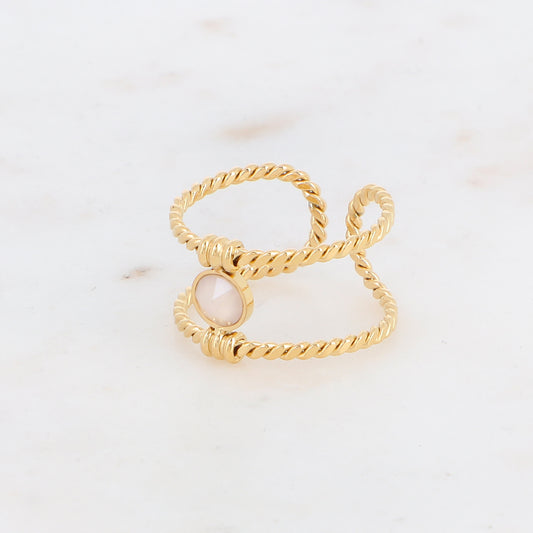 Bague tressée - orné de cristaux de Swarovski® PP20 - Ivory cream