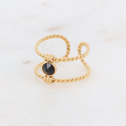 Bague tressée - orné de cristaux de Swarovski® PP20 - Jet