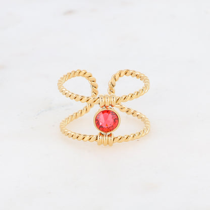 Bague tressée - orné de cristaux de Swarovski® PP20 - Padparadscha