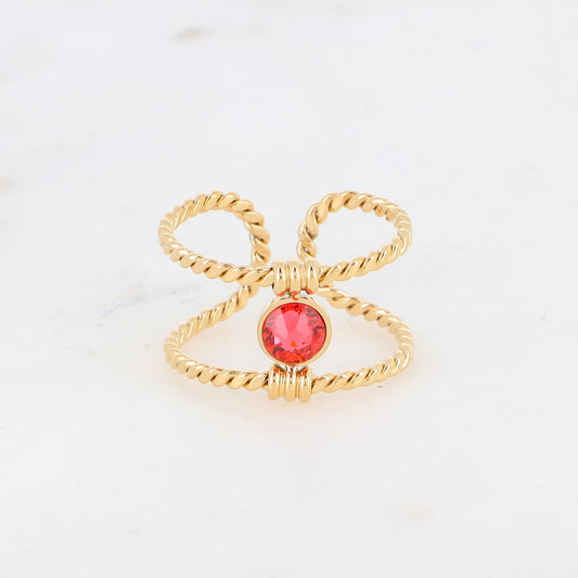 Bague tressée - orné de cristaux de Swarovski® PP20 - Padparadscha