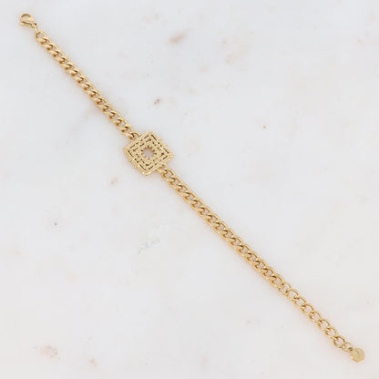 Bracelet maille avec pièce carrée ajourée