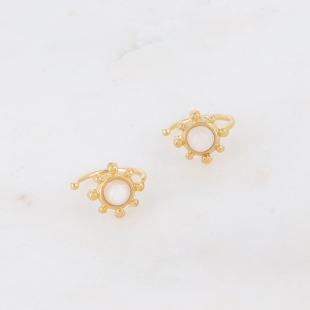 Lot de 2 Ear Cuffs dorées avec pierre naturelle