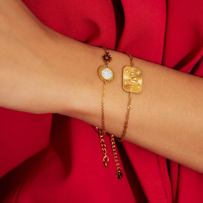 Bracelet avec pièce rectangulaire motif serpent, strass