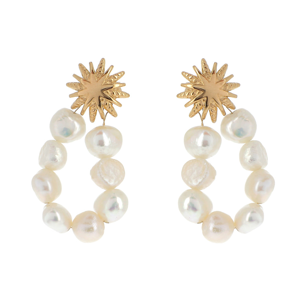 Boucles d'oreilles avec perles d'eau douce et étoile